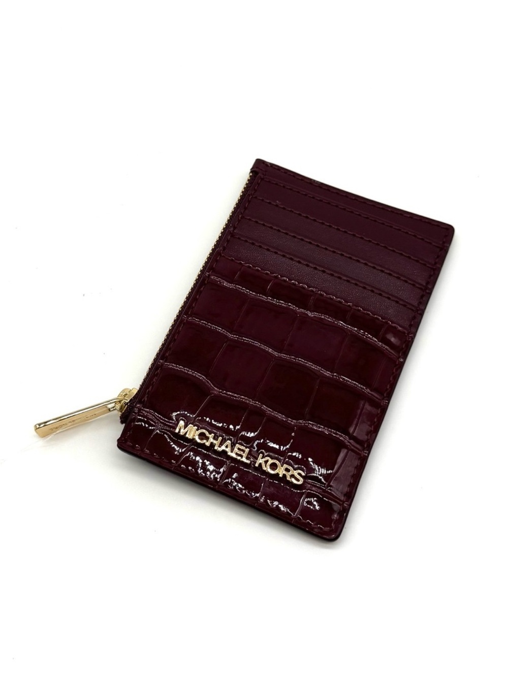 Michael Kors Medium Logo Card Case Wallet Ox Blood Multi